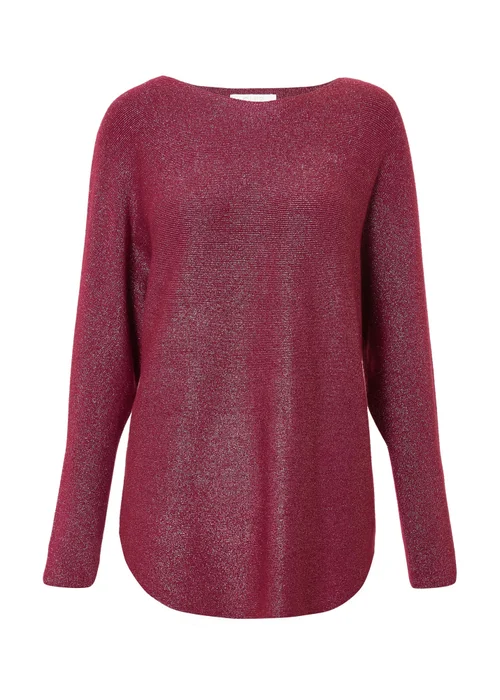Quiz Burgundy Glitter Batwing Jumper - Large Image 4