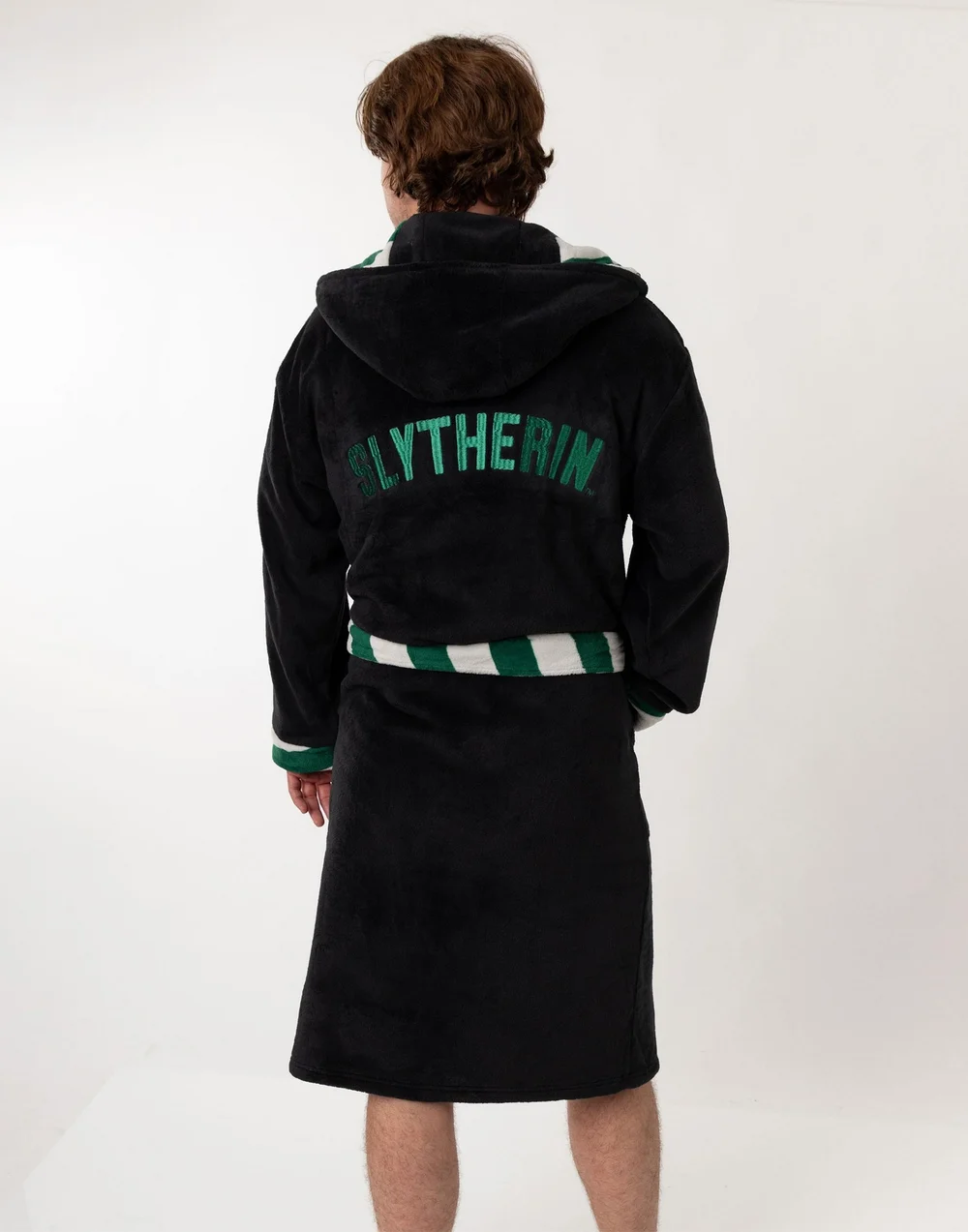 Vanilla Underground Harry Potter Slytherin Adults Black Hooded Bathrobe - XXL Image 2