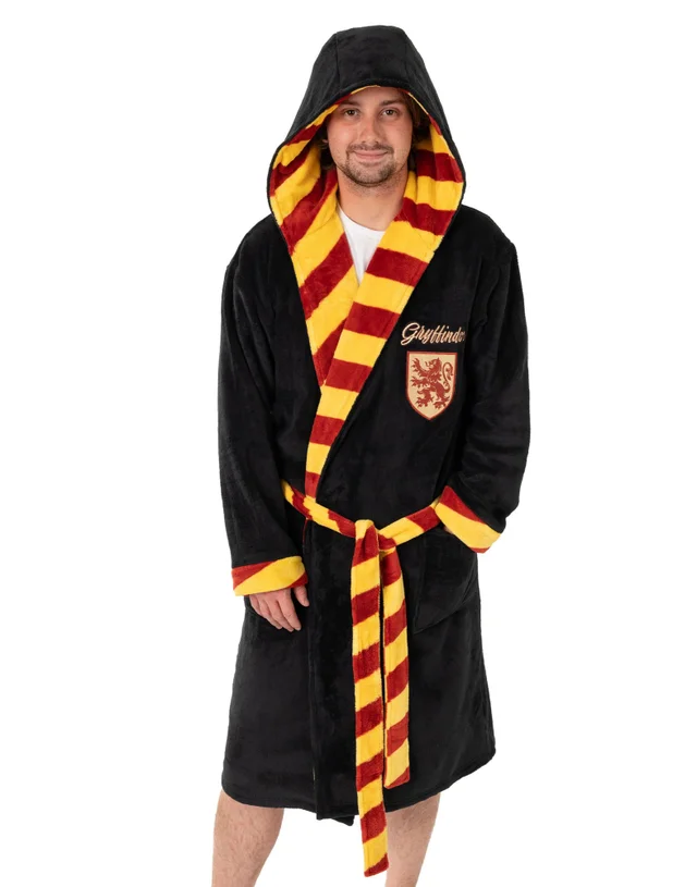 Vanilla Underground Harry Potter Gryffindor Adults Black Hooded Bathrobe