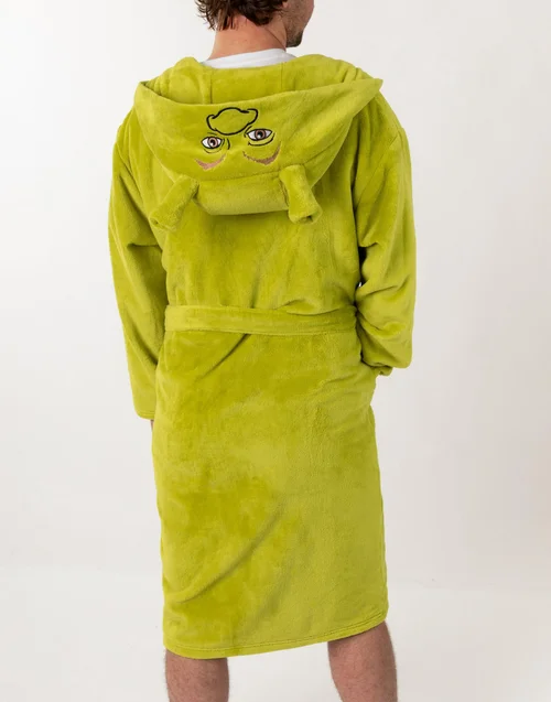 Vanilla Underground Shrek Character Adults Green Hooded Bathrobe - Small Image 2