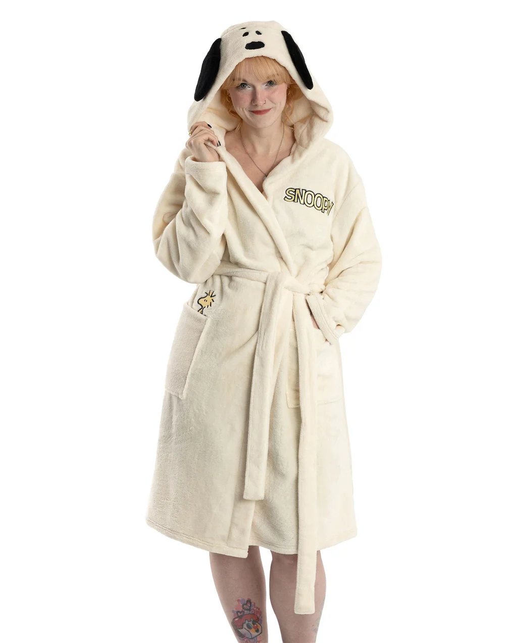 Vanilla Underground Peanuts Snoopy Adults White Hooded Bathrobe - Extra Large Image 1