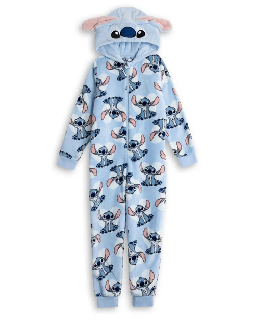 Vanilla Underground Disney Stitch Girls Blue 3D Ears Onesie (5-14yrs) - Age 11-12 Years Image 1
