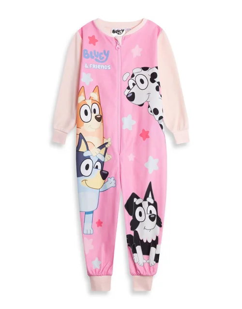 Vanilla Underground Bluey Bingo Chloe Mackenzie Girls Pink Onesie (18mnths-7yrs) - Age 6-7 Years Image 1