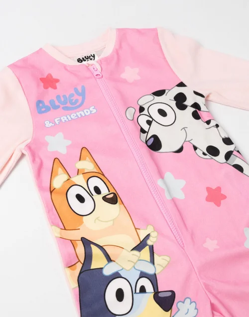 Vanilla Underground Bluey Bingo Chloe Mackenzie Girls Pink Onesie (18mnths-7yrs) - Age 6-7 Years Image 3