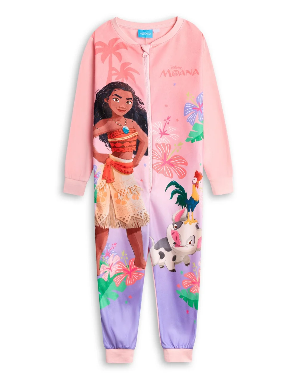 Vanilla Underground Disney Moana Girls Pink Onesie (2-8yrs) - Age 7-8 Years Image 1
