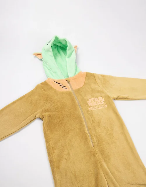 Vanilla Underground Star Wars Grogu Kids Green/Tan Onesie (3-14yrs) - Age 13-14 Years Image 3