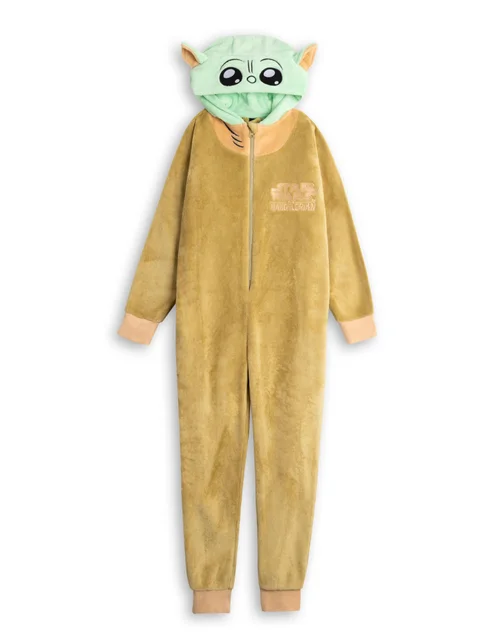 Vanilla Underground Star Wars Grogu Kids Green/Tan Onesie (3-14yrs) - Age 13-14 Years Image 1