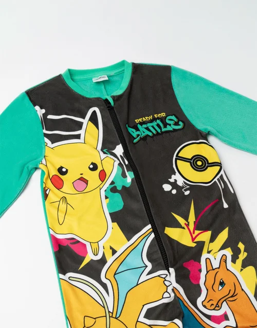 Vanilla Underground Pokemon Pikachu Charizard Dragonite Kids Turquoise Onesie (4-14yrs) - Age 9-10 Years Image 3