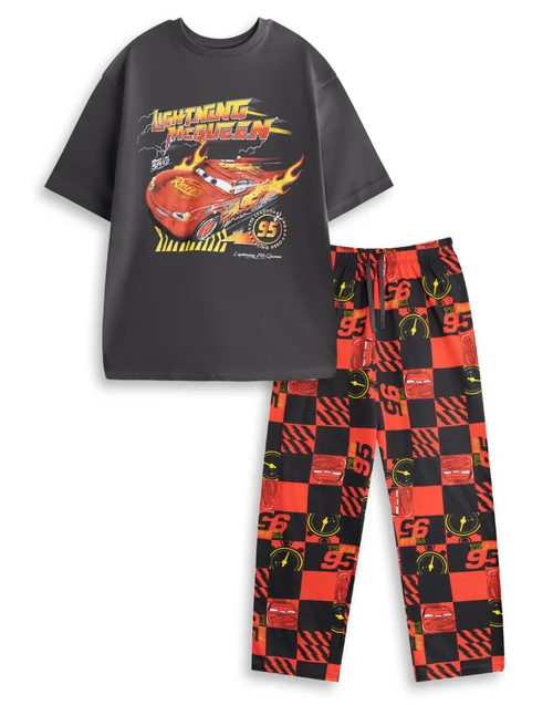 Vanilla Underground Disney Cars Adults Multicoloured Short Sleeve Long Leg Pyjama Set - Extra Large Image 1