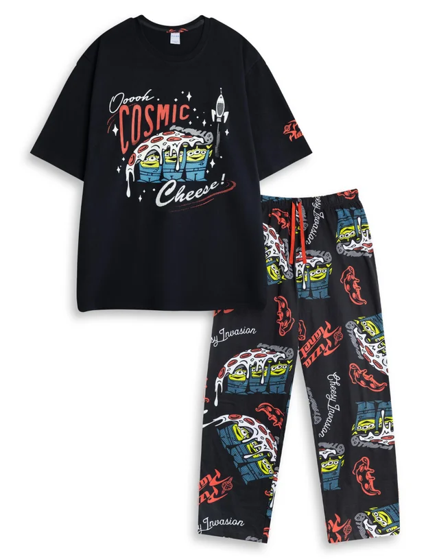 Vanilla Underground Disney Toy Story Adults Black S/Sleeve Long Leg Pyjama Set