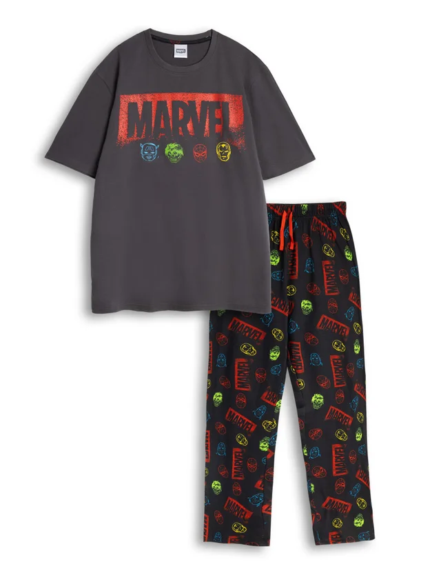 Vanilla Underground Disney Marvel Adults Multicoloured Short Sleeve Long Leg Pyjama Set