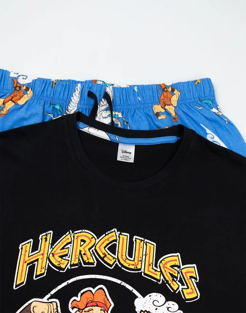 Vanilla Underground Disney Hercules Adults Black Short Sleeve Long Leg Pyjama Set - Small Image 3