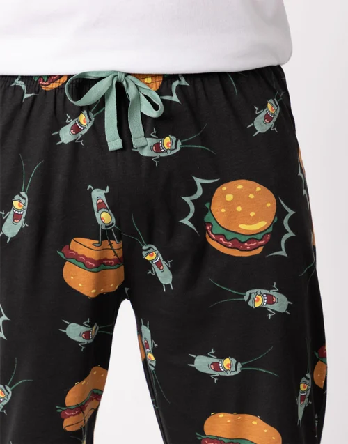 Vanilla Underground SpongeBob SquarePants Plankton Adults Multicoloured Lounge Pants - Small Image 3