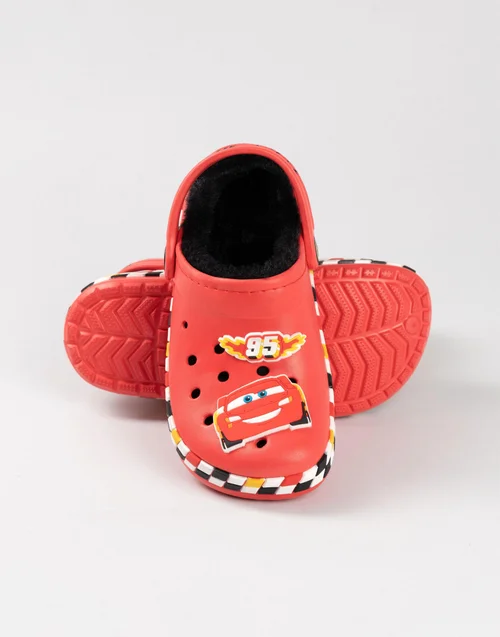 Vanilla Underground Disney Cars Lightning McQueen Fur Lined Kids Red Clogs (Younger 8-Older 2) - Size 9 Infants Footwear Image 4