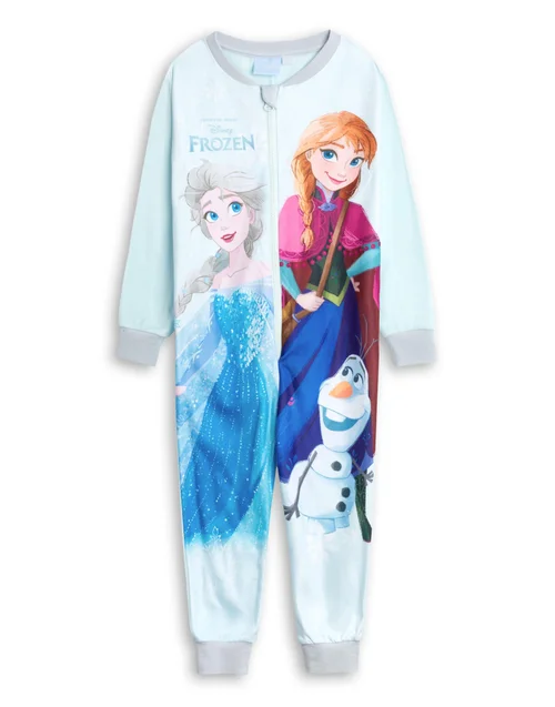 Vanilla Underground Disney Frozen Girls Blue Onesie (2-8yrs) - Age 7-8 Years Image 1