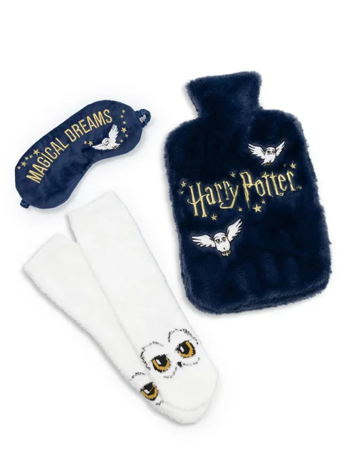 Vanilla Underground Harry Potter Character Adults Navy Hot Water Bottle Gift Set - One Size Image 1