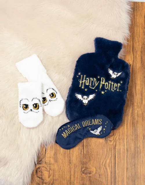 Vanilla Underground Harry Potter Character Adults Navy Hot Water Bottle Gift Set - One Size Image 2