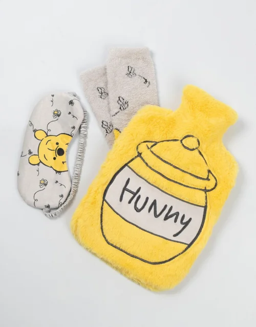 Vanilla Underground Disney Winnie The Pooh Adults Yellow Hot Water Bottle Gift Set - One Size Image 3