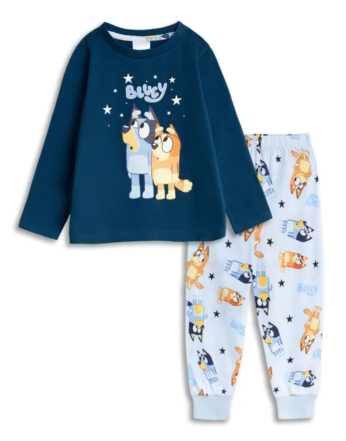 Vanilla Underground Bluey Kids Navy 'Family' Long Pyjama Set (18mnths-7yrs) - Age 3-4 Years Image 1