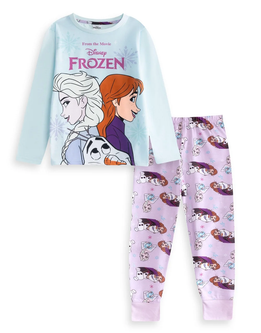 Vanilla Underground Disney Frozen Girls Multicoloured Long Pyjama Set (2-8yrs) - Age 7-8 Years Image 1