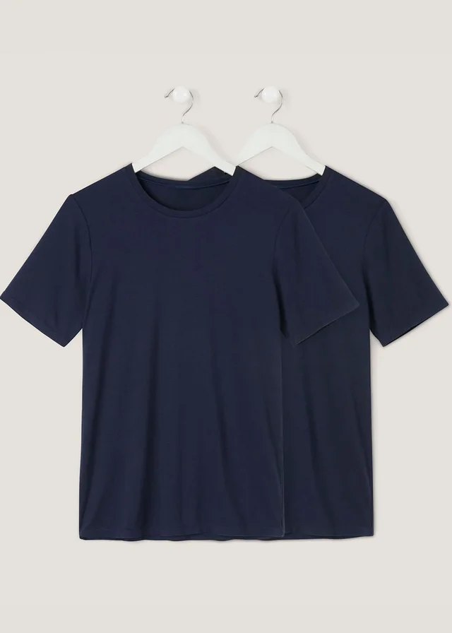 Cotton Traders Dark Blue 2 Pack Thermal Short Sleeve Tops