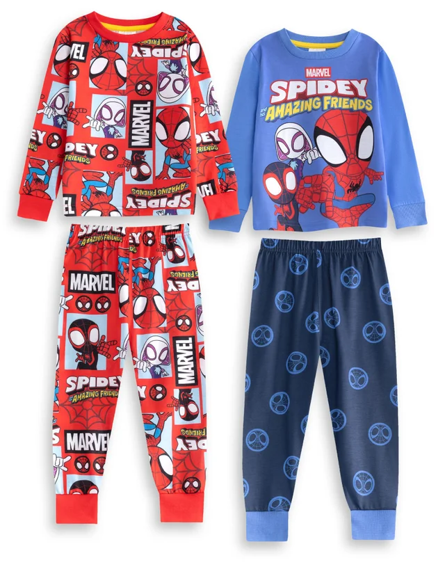 Vanilla Underground Spidey & His Amazing Friends Kids Blue Long Pyjama Set Pack of 2 (18mnths-6yrs)