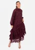 Anaya With Love Maroon Burnout Long Sleeve Trapeze Midaxi Dress - 6 Image 1