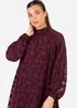 Anaya With Love Maroon Burnout Long Sleeve Trapeze Midaxi Dress - 6 Image 3