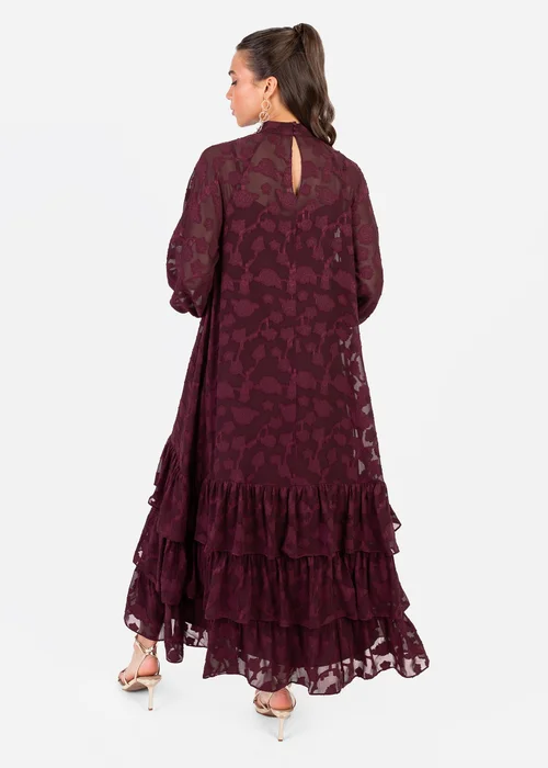 Anaya With Love Maroon Burnout Long Sleeve Trapeze Midaxi Dress - 6 Image 2