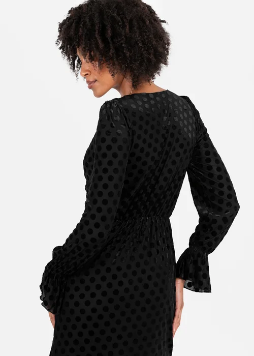 Lovedrobe Black Flocked Polka Dot Midaxi Dress - 22 Image 4