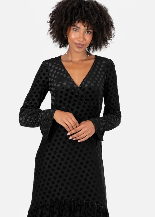 Lovedrobe Black Flocked Polka Dot Midaxi Dress - 22 Image 3