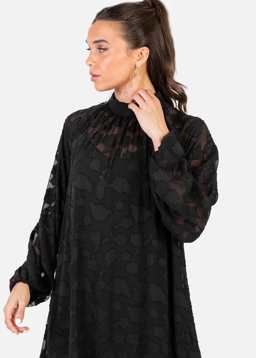Anaya With Love Black Burnout Long Sleeve Trapeze Midaxi Dress - 10 Image 3