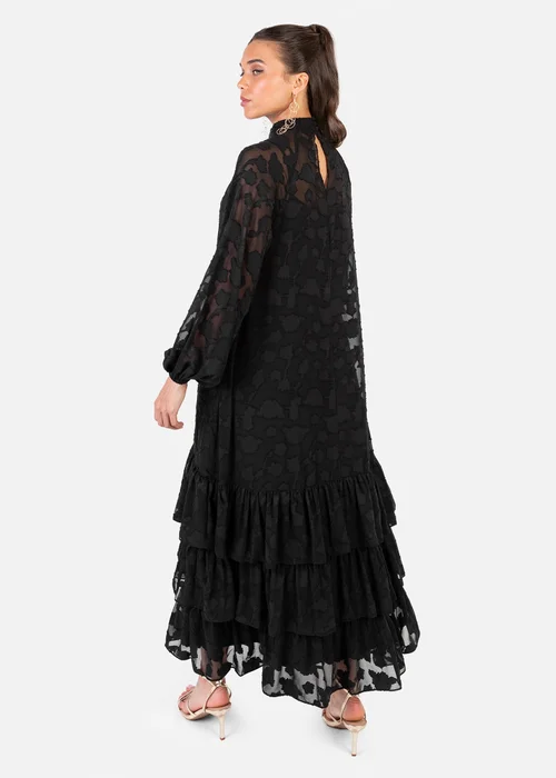 Anaya With Love Black Burnout Long Sleeve Trapeze Midaxi Dress - 10 Image 2
