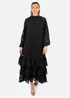 Anaya With Love Black Burnout Long Sleeve Trapeze Midaxi Dress - 10 Image 1