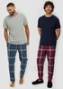 Threadbare Navy 2-Pack Short Sleeve Top & Check Pants Pyjama Sets - XXL Image 1