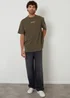 Threadbare Khaki Streetwear Graphic Print Relaxed Fit T-Shirt - Medium Image 3
