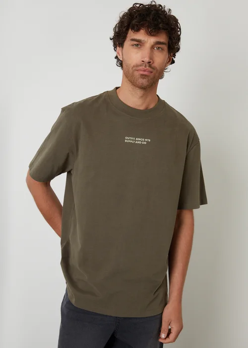 Threadbare Khaki Streetwear Graphic Print Relaxed Fit T-Shirt - Medium Image 1