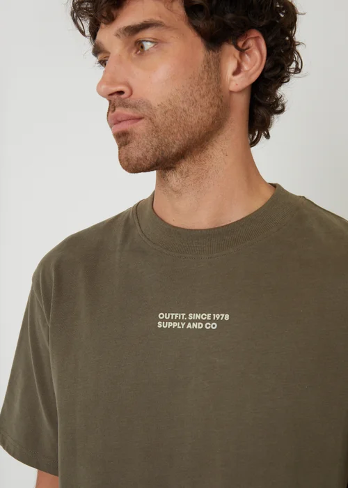 Threadbare Khaki Streetwear Graphic Print Relaxed Fit T-Shirt - Medium Image 4