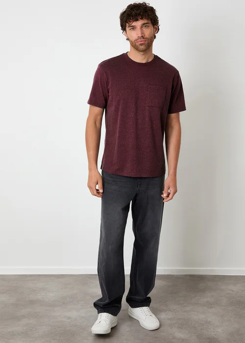 Threadbare Burgundy Short Sleeve Marl T-Shirt - Extra Large Image 4