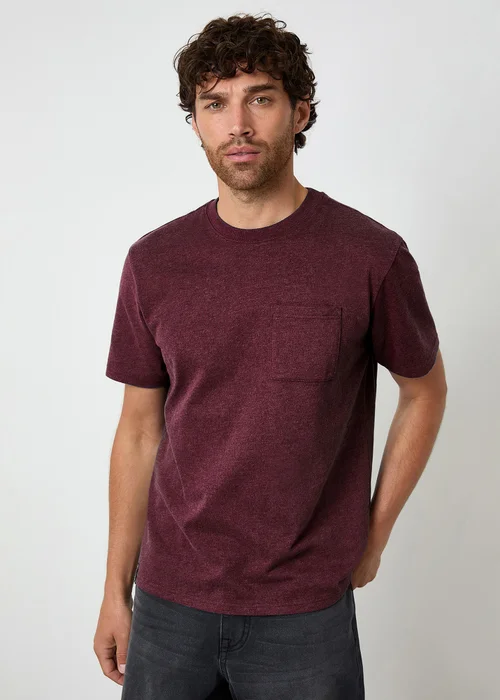 Threadbare Burgundy Short Sleeve Marl T-Shirt - Extra Large Image 1