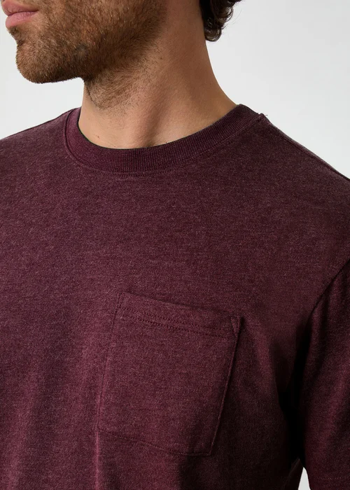 Threadbare Burgundy Short Sleeve Marl T-Shirt - Extra Large Image 3