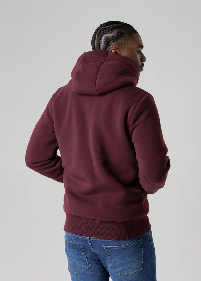 Tokyo Laundry Burgundy Brushed Back Fleece Zip-Through Hoody With Borg Lining