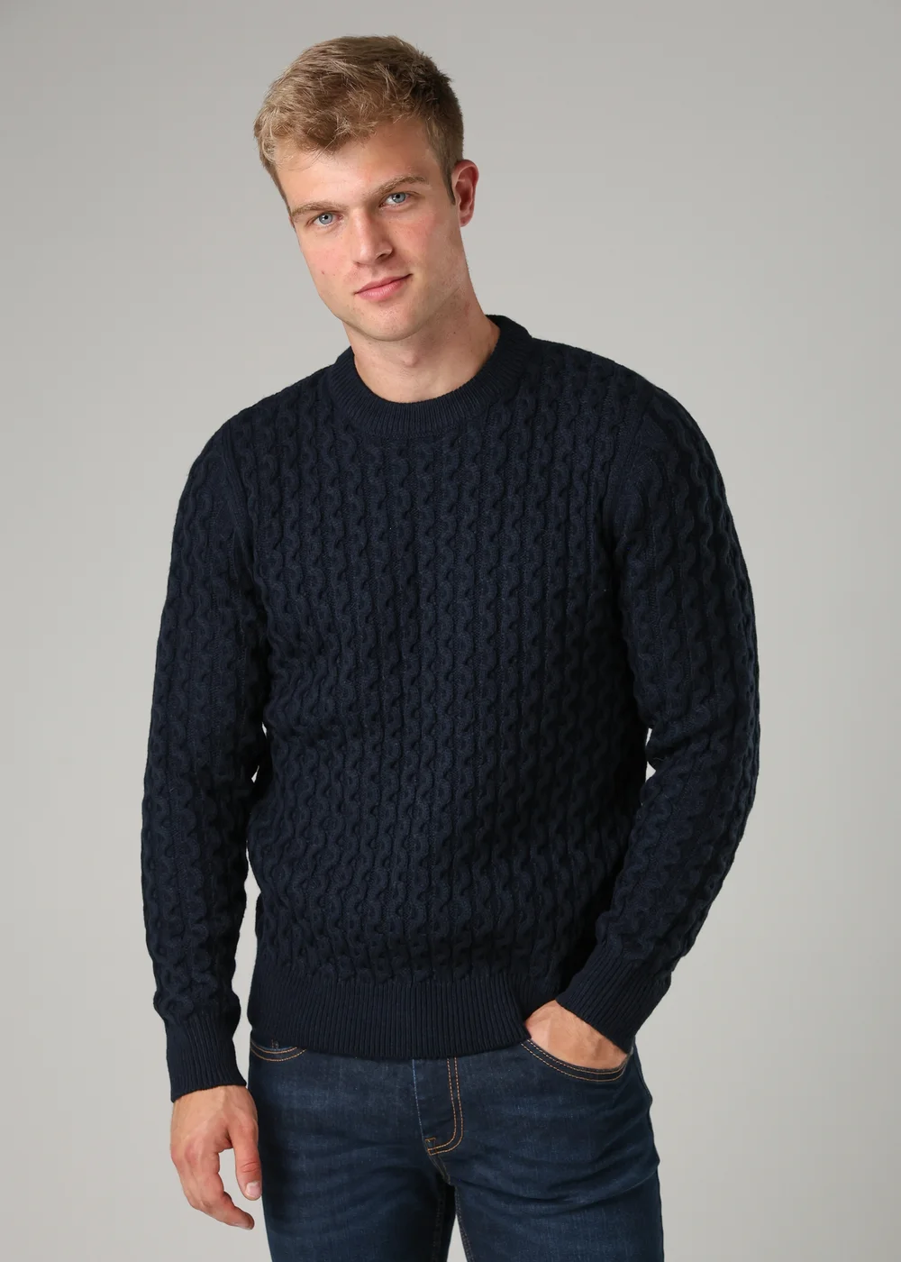 Tokyo Laundry Navy Crew Neck Wool Blend Jumper - Large Image 1