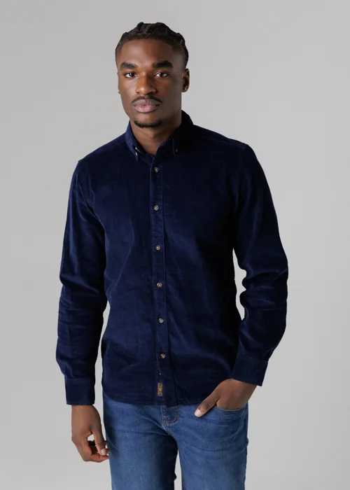 Tokyo Laundry Blue Cotton Corduroy Shirt With Button Collar - Medium Image 1