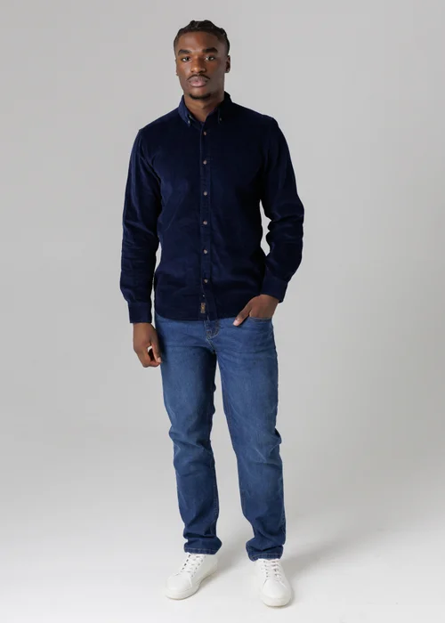 Tokyo Laundry Blue Cotton Corduroy Shirt With Button Collar - Medium Image 4