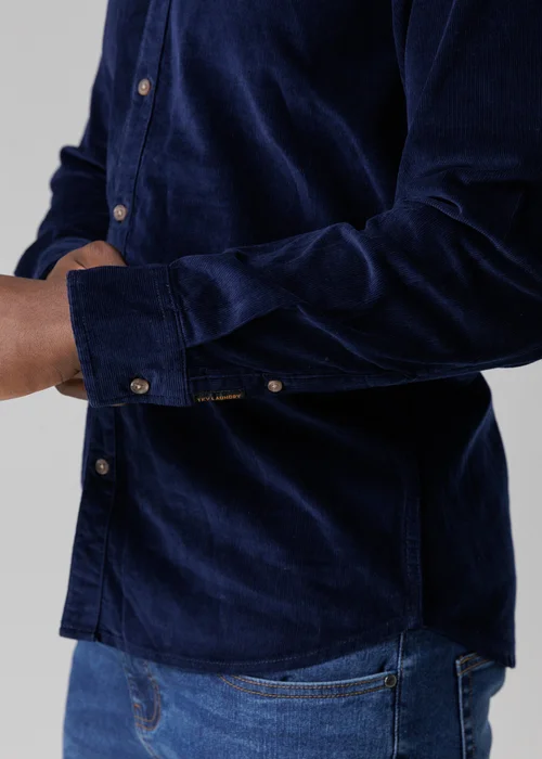 Tokyo Laundry Blue Cotton Corduroy Shirt With Button Collar - Medium Image 3