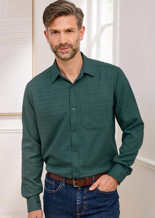 Cotton Traders Dark Green Luxury Long Sleeve Soft Touch Shirt