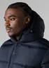 French Connection Navy Hooded Puffer Jacket with High Neck - 2XL Image 4