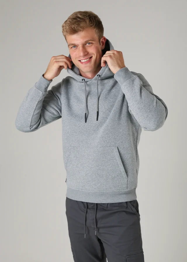 Tokyo Laundry Light Grey Brushed Back Fleece Drawcord Hoody