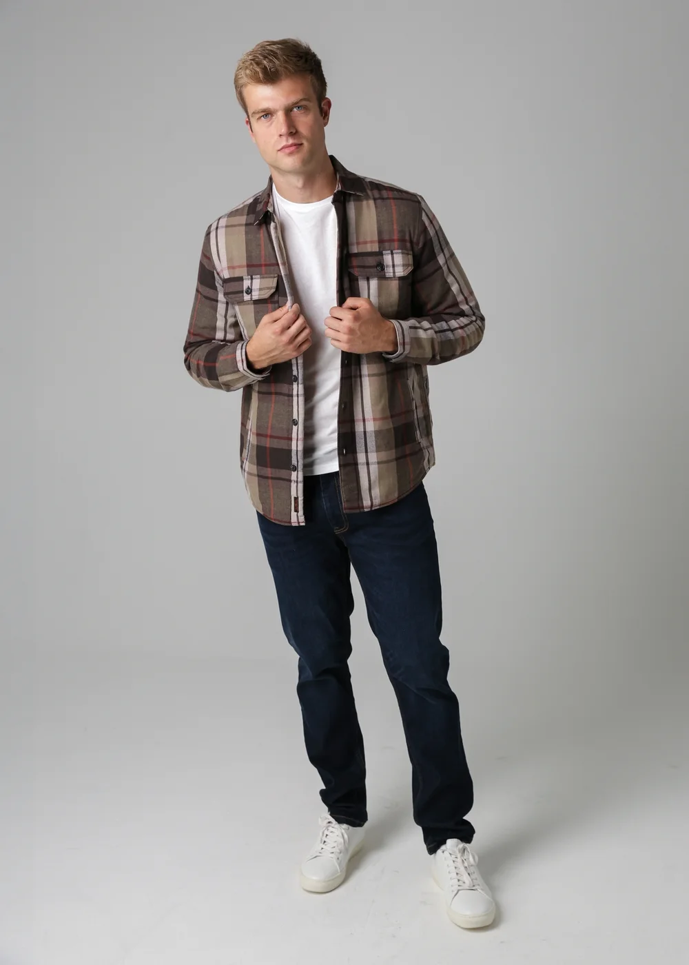 Tokyo Laundry Grey Checked Padded Shirt With Sherpa Lining - M Image 4